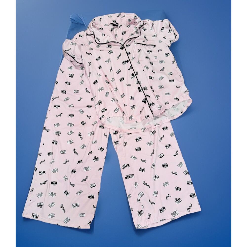 Kate Spade Knit Cropped Pink Pajama Set SMALL Photography Camera